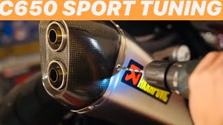 AKRAPOVIC UITLAAT MONTEREN OP BMW C650 SPORT 2017 [upl. by Francyne956]