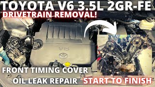 Toyota V6 Engine 2GRFE Disassembly Start to finish Front Timing Cover Repair [upl. by Varhol]