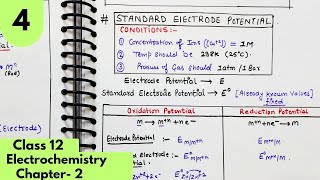 Electrode Potential Standard Electrode potential Reduction potential Electrochemistry Class12 [upl. by Saihttam]