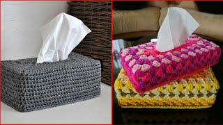 Crochet tissue box cover free pattern [upl. by Philps]