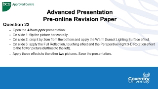 ECDL Coventry University Advanced Presentations PreOnline Revision Paper Question 23  Align [upl. by Adivad268]