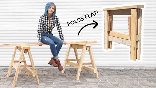 HEAVY DUTY DIY Folding Sawhorses [upl. by Anitsyrhk]