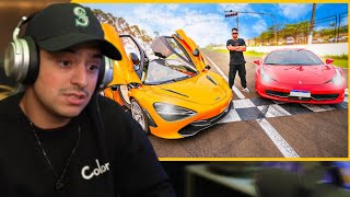 CORINGA REAGINDO A RACHA ENTRE MCLAREN VS FERRARI 458 ITALIA DO RENATO GARCIA [upl. by Gylys455]