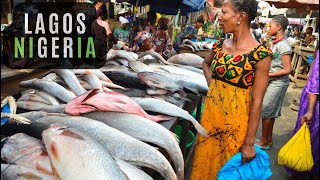 Lagos Nigeria 4k  Market Life  Buying Seafood in the most BUSY MARKET of AFRICA [upl. by Aisatal]