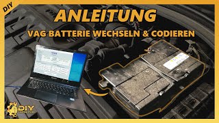 Skoda Autobatterie wechseln 🔋 Kauf Einbau amp CODIERUNG mit VCDS  Anleitung für alle VAG Modelle [upl. by Conroy]