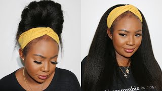 Super EASY amp Beginner Friendly Headband wig  Very Full Kinky Straight Human Hair  Myfirstwig [upl. by Porush]