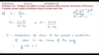 Niobium crystallizes in bodycentered cubic structure If density is 855 gcm3 Calculate [upl. by Arella]