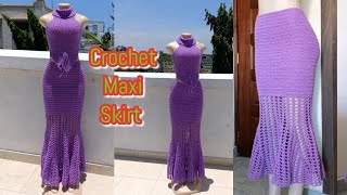 Crochet Maxi Skirt with a VStitch detailCrochet Corset Gown Tutorial Part 1 [upl. by Quintana506]