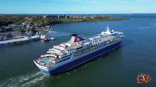 Fred Olsen Cruise Ship The Balmoral Leaving The River Tyne [upl. by Ahtiekal]