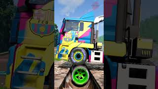 Football Team Chained Trucks vs Spinning Wheel shorts beamng beamngdrive beamngcrashes trucksvs [upl. by Alledi305]