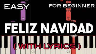 FELIZ NAVIDAD  LYRICS   JOSE FELICIANO  SLOW amp EASY PIANO [upl. by Alahcim]