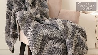 Crochet Chevron Panels Blanket  EASY  The Crochet Crowd [upl. by Yentihw14]