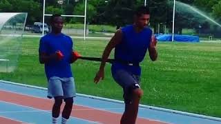 Wayde van Niekerk using Speed Bands to perform various exercises [upl. by Enyahc]