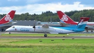 DELIVERY FLIGHT  Luxair DH8D  LXLQJ  landing at Luxembourg Findel 24 [upl. by Alraep]