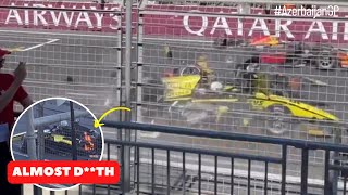 The Moment Indian F2 Racer Kush Maini suffers lifethreatening crash during Azerbaijan GP Race Start [upl. by Drarig]