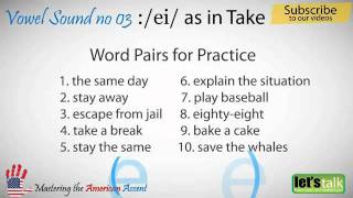 American Accent Training Part 04 Vowel sound no 02 ei Accent Reduction Neutral Accent YouTube [upl. by Hedy]