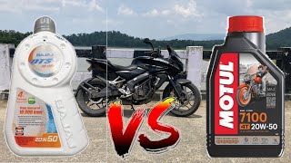 Best Engine Oil For Pulsar As200Ns200Rs200 Bajaj Engine Oil 20W 50 Vs Motul 7100 20W 50 Engine Oil [upl. by Amick429]