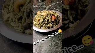 Garlic Spinach Rice 😋 testy pulao recipe food cooking asmrsounds shortvideos [upl. by Francis]