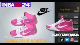 How To Nike Kobe V “Think PinkKay Yow” on NBA 2K24 Shoe Creator [upl. by Yarehs]