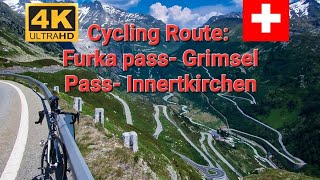 Switzerland 4K Cycling route Furka Pass Grimsel Pass Innertkirchen Relaxing Music indoor cycling [upl. by Dnomrej232]