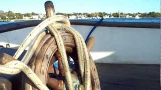 Herreshoff America Catboat Sailing lashed helm [upl. by Idihc326]