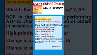 Back Order Processing  Interview Questions  Sivans SAP SD Training [upl. by Noiraa397]