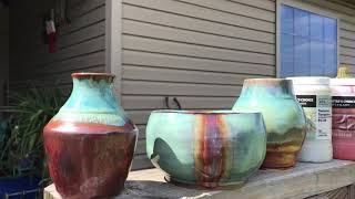 AMACO GLAZES  Beginner Pottery  Ancient Copper and Textured Turquoise [upl. by Irved846]