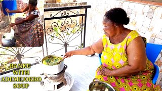 MUM COOKS OUR LOCAL ADEMEOKRO SOUP WITH BANKUFULL RECIPE🇬🇭 [upl. by Pepin]