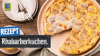 Rhabarberkuchen mit Pudding und Streuseln  Springform Kuchen Rezept [upl. by Newcomer]