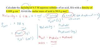 Use Molarity and Density to find out Molality [upl. by Leary]