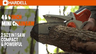 Yard Working With Compact amp Powerful HARDELL 4 amp 6 Inch Mini Chainsaw [upl. by Aehtela]