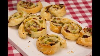 FlammkuchenRolle schnelle Variante mit Blätterteig [upl. by Annotahs488]