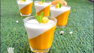 মজার পুডিং মেঙ্গো পেনা কোটা ।। Italian Dessert Mango Panna Cotta ।।Eid Special 2018 [upl. by Suiddaht]