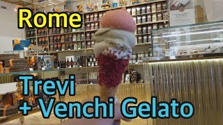 ROME Trevi Fountain to Venchi Gelato in a hot afternoon 4K [upl. by Rebmeced]