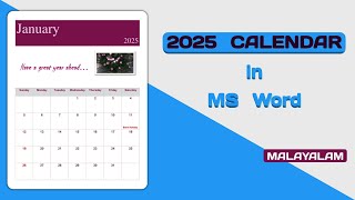 Customised 2025 Calendar in MS Word  Malayalam Tutorial [upl. by Helen]