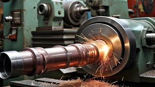 pipe Cutting and Shaping on lathe machine LatheMachine PipeCutting Metalworking Machining CNC [upl. by Kinata]