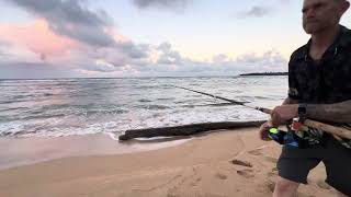 Hawai’i Kauai ocean waves at Anahola Bay and me doing a little surf fishing [upl. by Schubert]