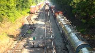 UP 8656 leads a stack train in GibslandLa [upl. by Esaele]