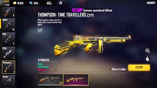 Permanent Time Travellers Thompson Legendary Gun Skin  Free Fire New Weapon Royale Lucky Trick [upl. by Bork916]