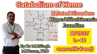 Catabolism of Heme  Hyperbilirubinemia amp Jaundice  Biochemistry  BP203T  L48 [upl. by Emirak]