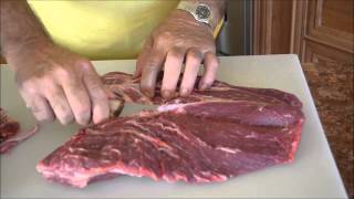 How to cut a Flat Iron Steak from a Top Blade Roast [upl. by Suirtimid105]