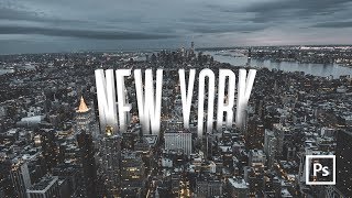 How to INTEGRATE TYPE into a CITYSCAPE in PHOTOSHOP [upl. by Ennaed]