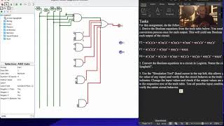 Logisim and Truth Table to Boolean Equation to Circuit Walkthrough [upl. by Maurita]