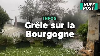 Les images des violents orages de grêle en Bourgogne [upl. by Olodort581]