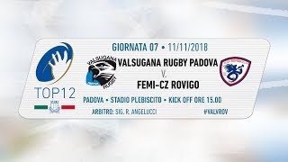 TOP12 201819 Giornata 7  Valsugana Rugby Padova v FemiCZ Rovigo [upl. by Metcalf904]