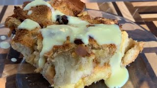 Bread Pudding With Vanilla Sauce [upl. by Annauqaj]