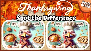 Thanksgiving Spot the difference  Brain Break  Thanksgiving Games [upl. by Nnylaf62]