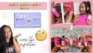 RECREATING LONG HAIR PRETTY NAILS SET  TIPEX FULL COVER TIPS [upl. by Llennoj]