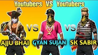 Ajjubhai Vs Gyansujan Vs Sksabir Vs all youtubers in custom matchSksabir boss Booyah in tournament [upl. by Aihtyc]