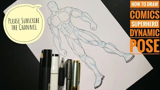 How to draw comics superhero  figure drawing  dynamic pose [upl. by Neevan843]